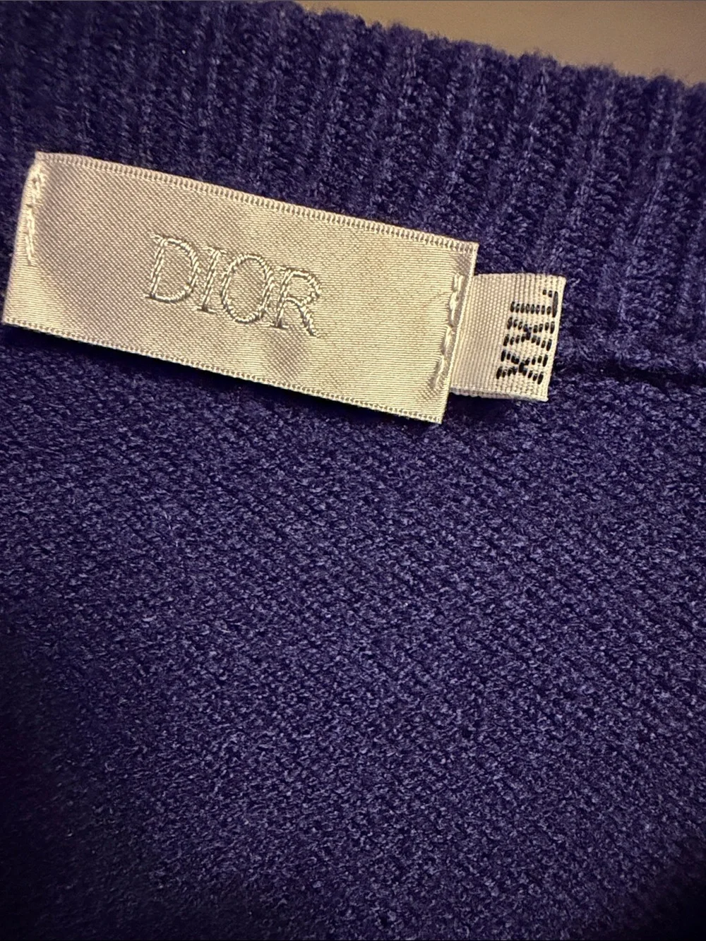 Dior Navy Crewneck Sweater with Yellow Air Dior Logo